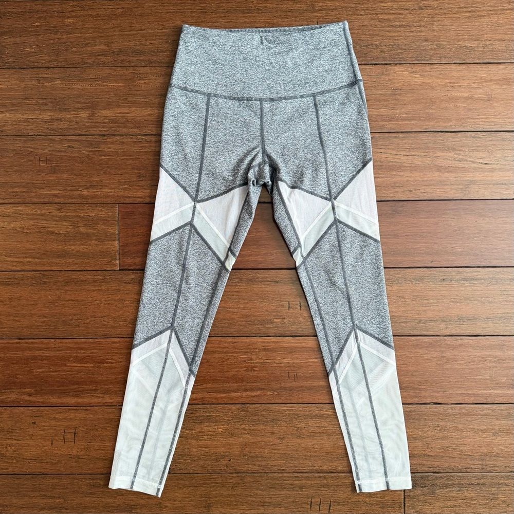 Zella Sun Salutation Gray White Mesh Active Legging Size S - Picture 2 of 9
